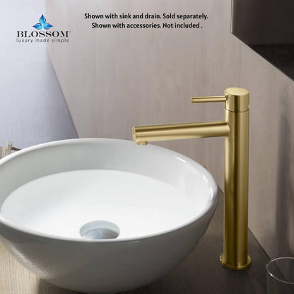 Blossom F01 117 7" x 12" Brushed Gold Lever Handle Bathroom Sink Single Hole Faucet