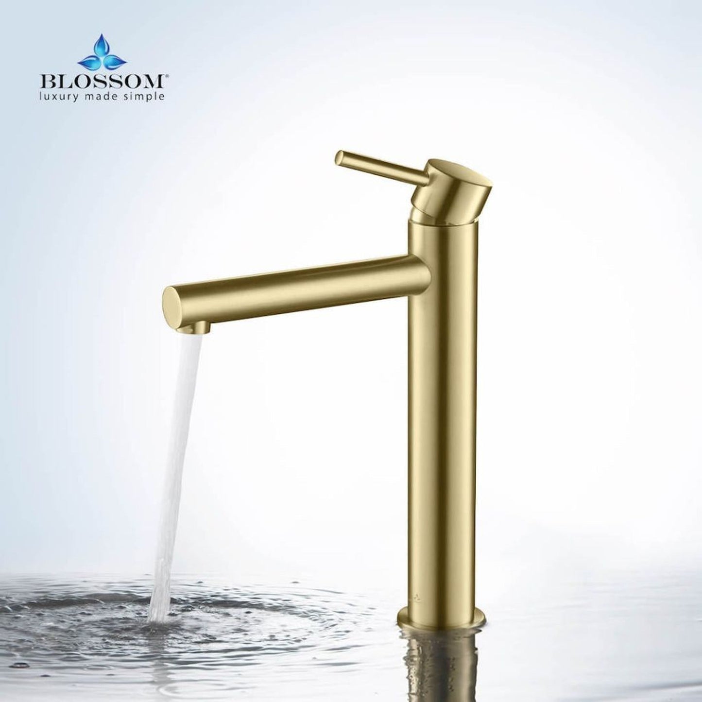 Blossom F01 117 7" x 12" Brushed Gold Lever Handle Bathroom Sink Single Hole Faucet