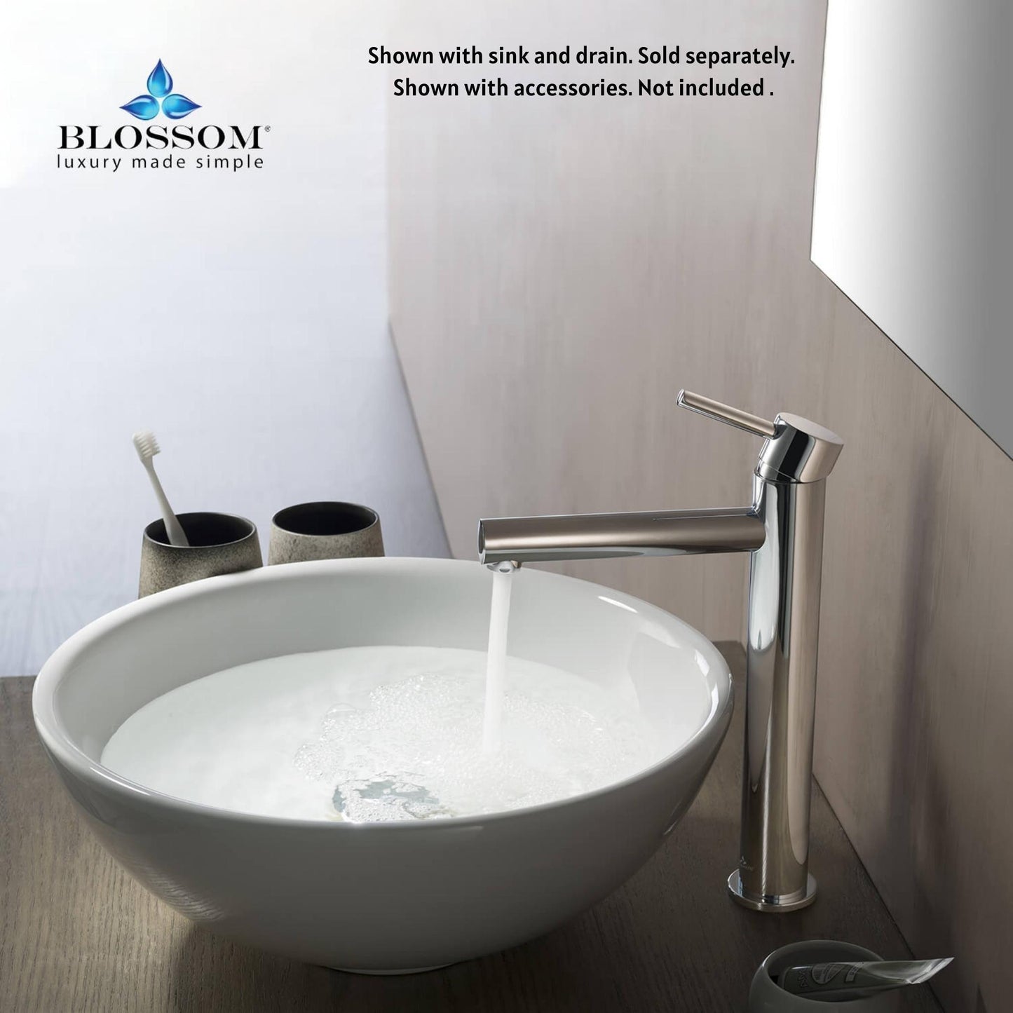 Blossom F01 117 7" x 12" Chrome Lever Handle Bathroom Sink Single Hole Faucet