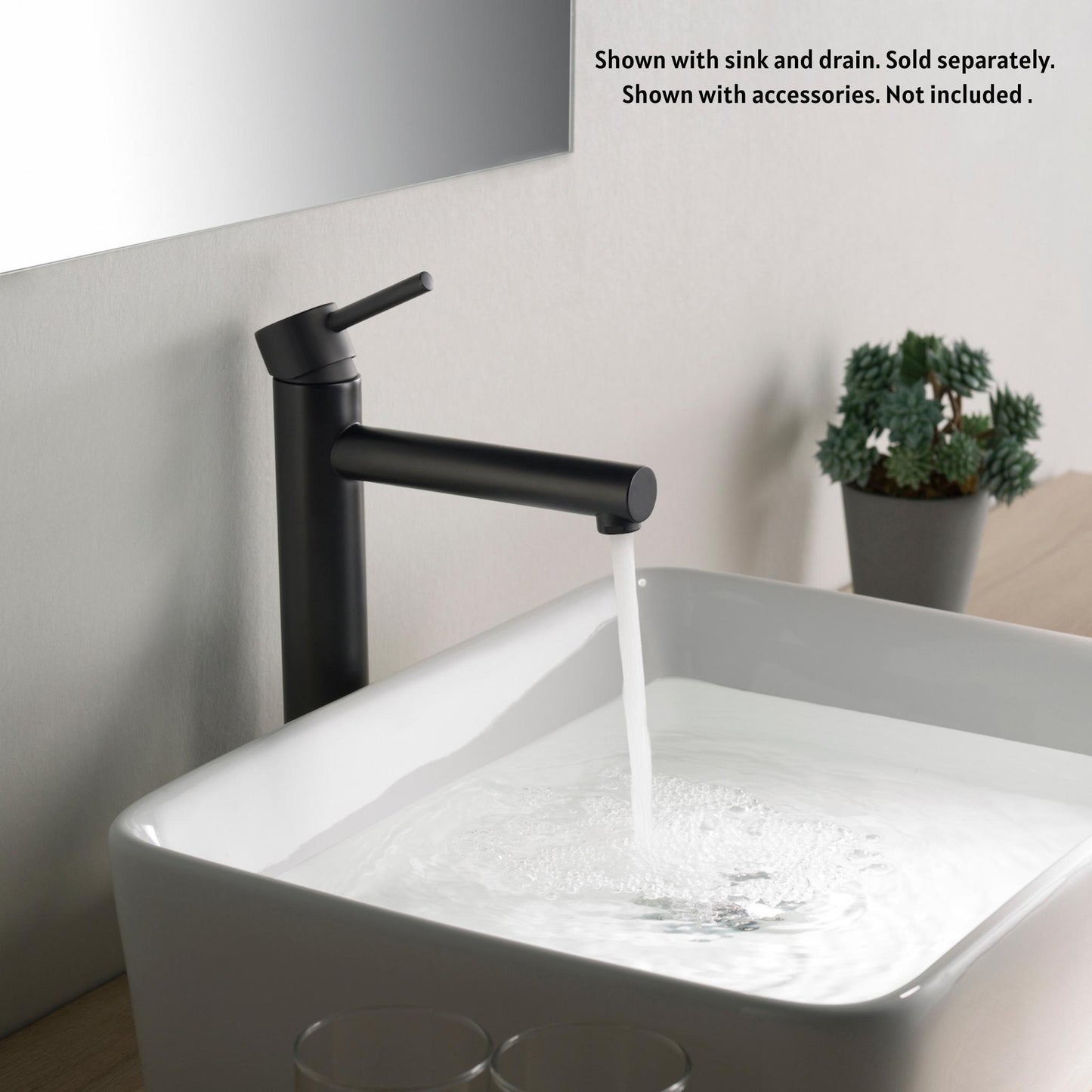 Blossom F01 117 7" x 12" Matte Black Lever Handle Bathroom Sink Single Hole Faucet