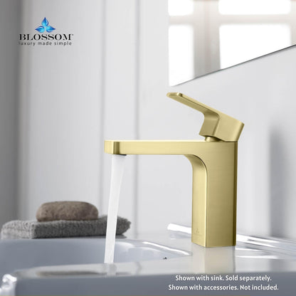 Blossom F01 118 5" x 6" Brushed Gold Lever Handle Bathroom Sink Single Hole Faucet