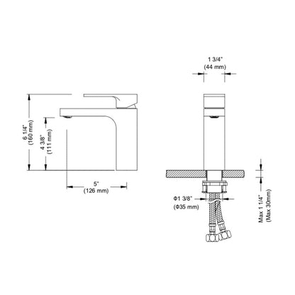 Blossom F01 118 5" x 6" Chrome Lever Handle Bathroom Sink Single Hole Faucet