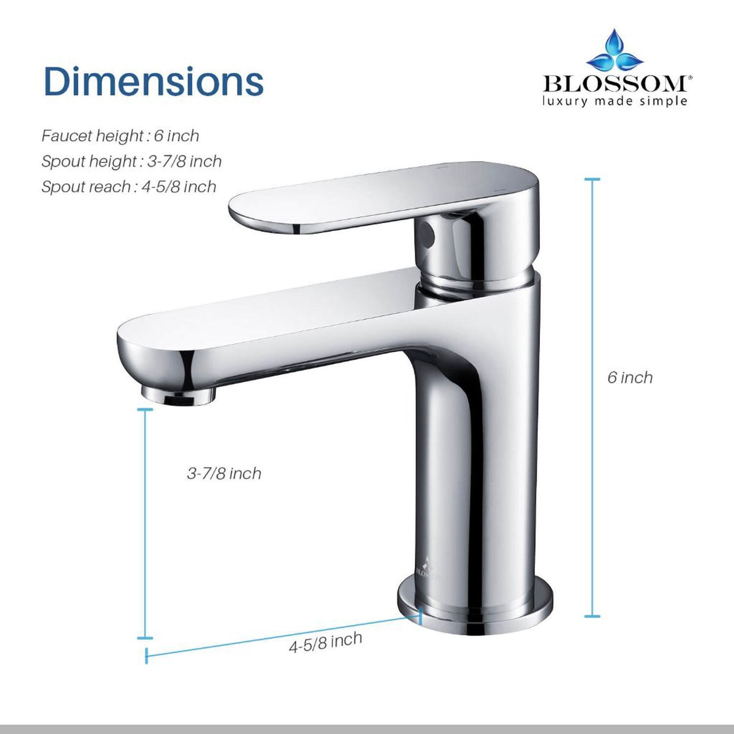 Blossom F01 119 4" x 6" Chrome Lever Handle Bathroom Sink Single Hole Faucet