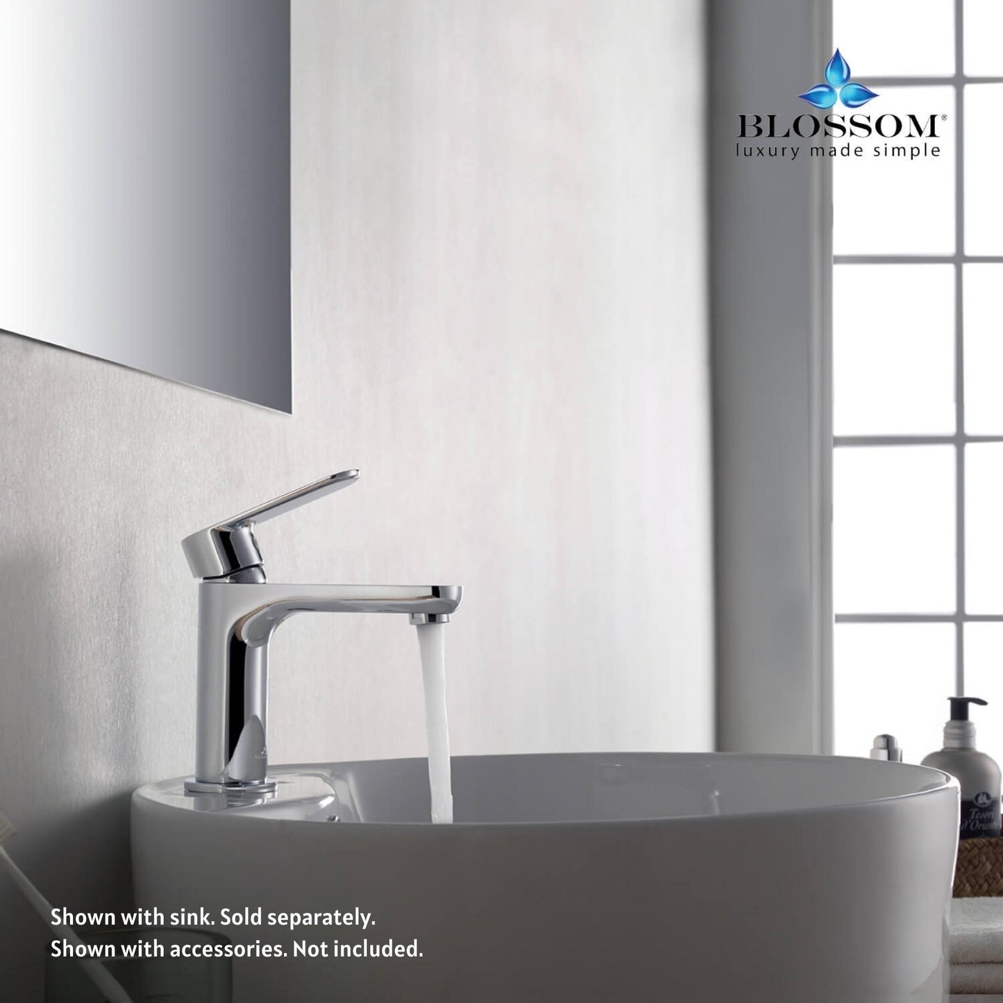 Blossom F01 119 4" x 6" Chrome Lever Handle Bathroom Sink Single Hole Faucet