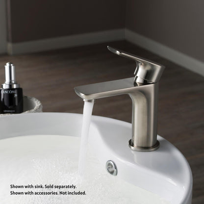 Blossom F01 120 4" x 6" Brushed Nickel Lever Handle Bathroom Sink Single Hole Faucet