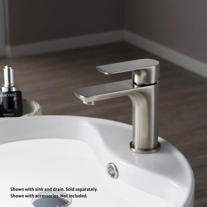 Blossom F01 120 4" x 6" Brushed Nickel Lever Handle Bathroom Sink Single Hole Faucet