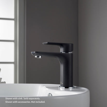 Blossom F01 120 4" x 6" Chrome / Matte Black Lever Handle Bathroom Sink Single Hole Faucet