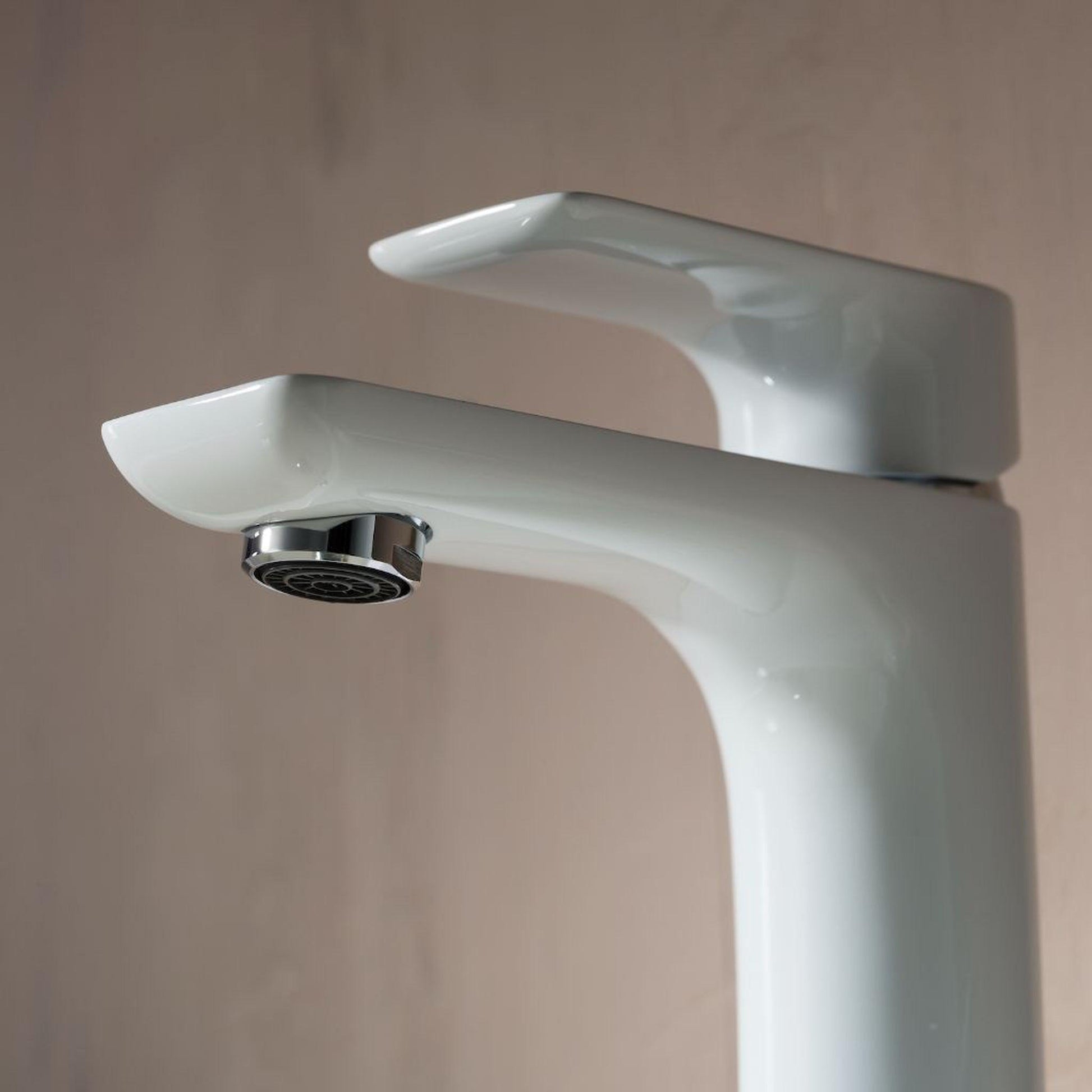 Blossom F01 120 4" x 6" Chrome / White Lever Handle Bathroom Sink Single Hole Faucet