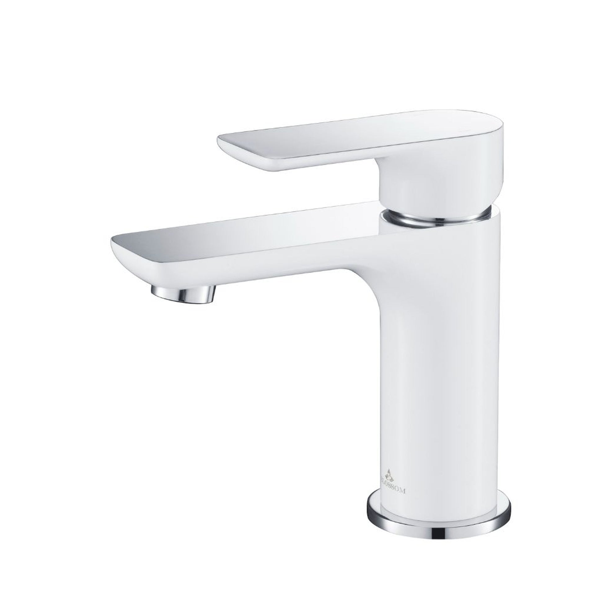 Blossom F01 120 4" x 6" Chrome / White Lever Handle Bathroom Sink Single Hole Faucet