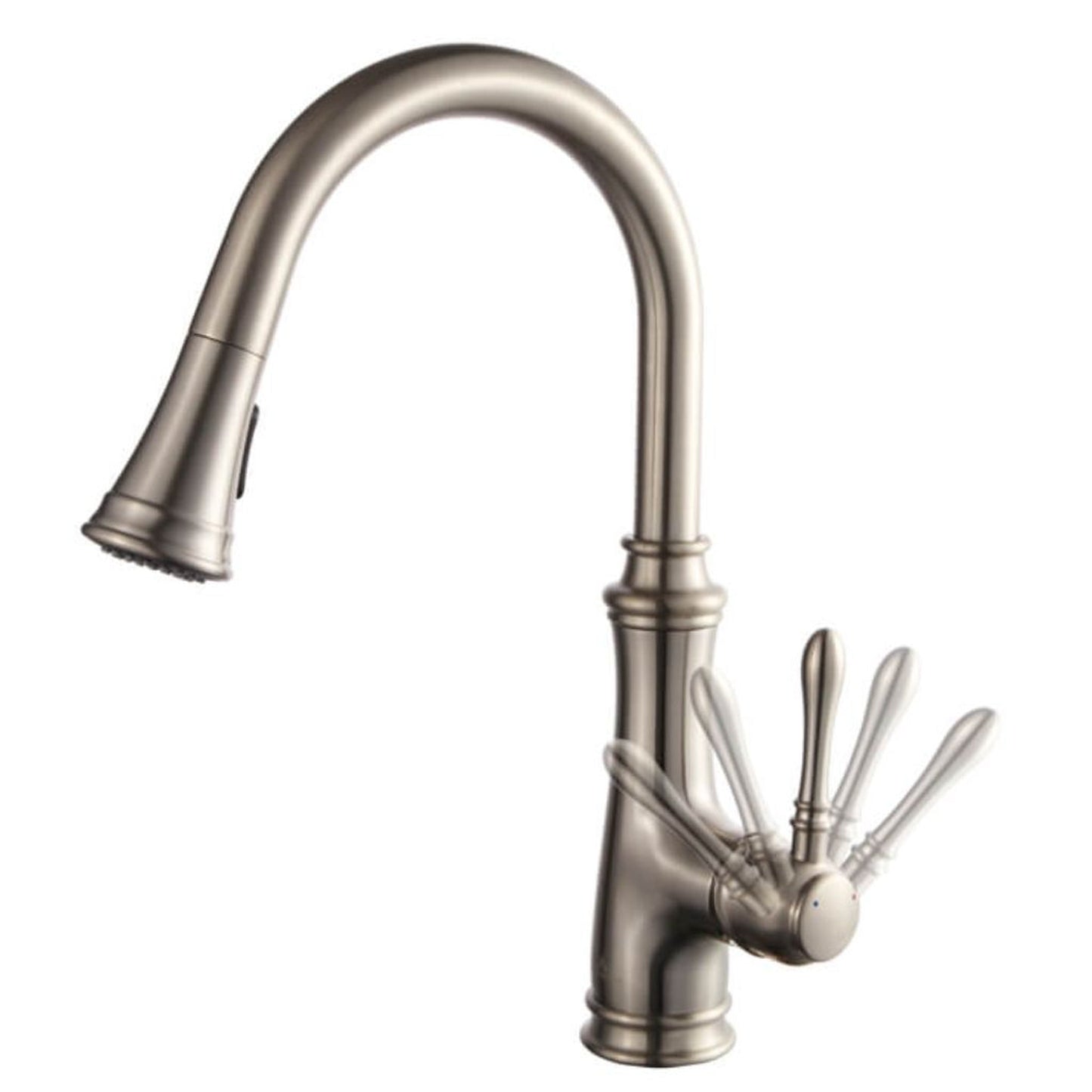 Blossom F01 204 9" x 17" Brushed Nickel Single Lever Handle Pull Down Kitchen Faucet