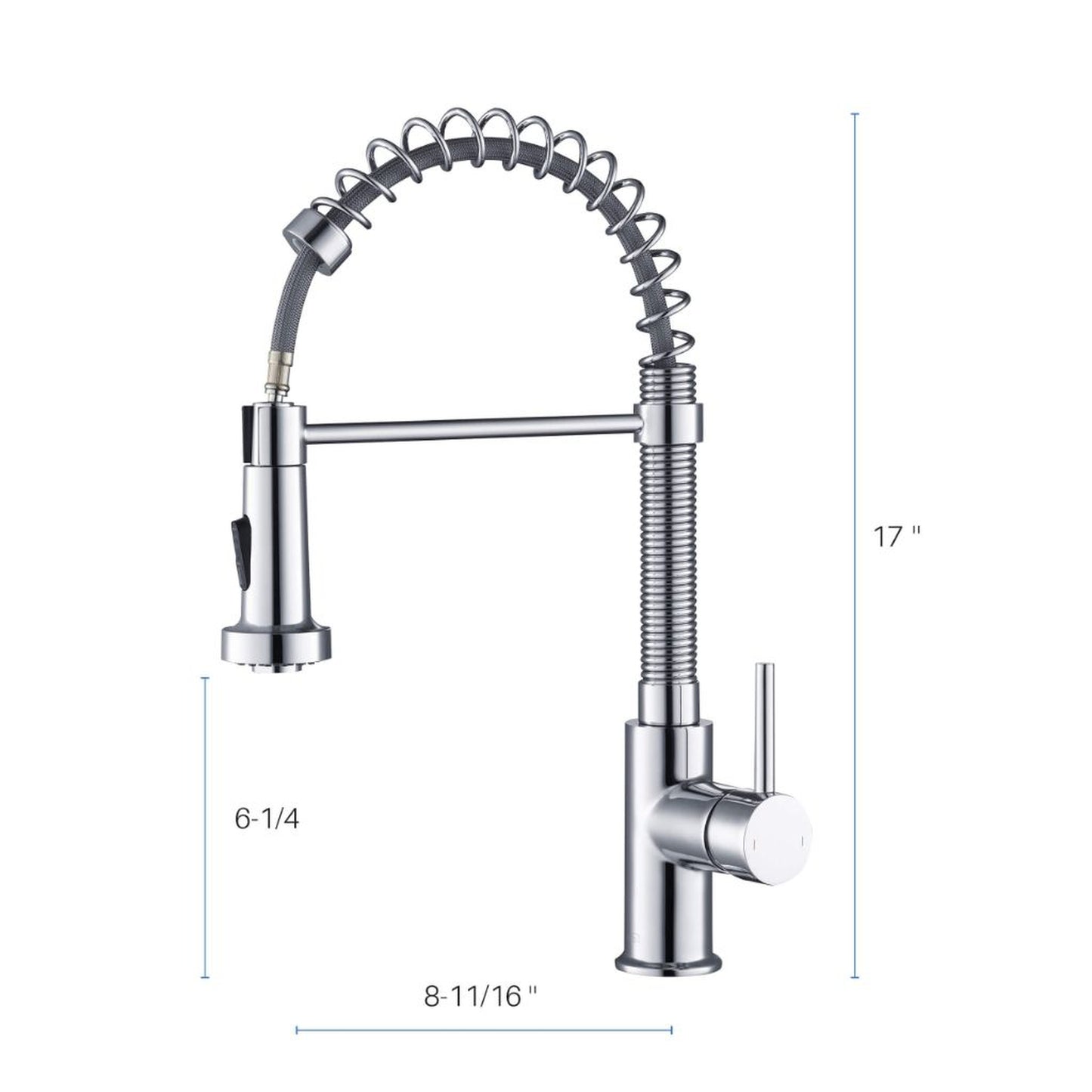 Blossom F01 205 9" x 17" Chrome Single Lever Handle Pull Down Kitchen Faucet