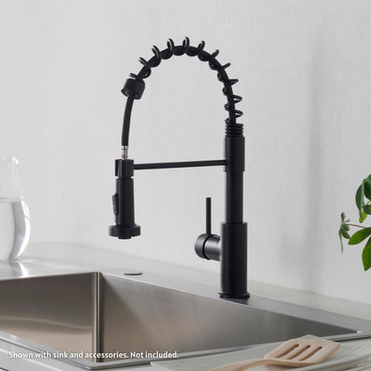 Blossom F01 205 9" x 17" Matte Black Single Lever Handle Pull Down Kitchen Faucet