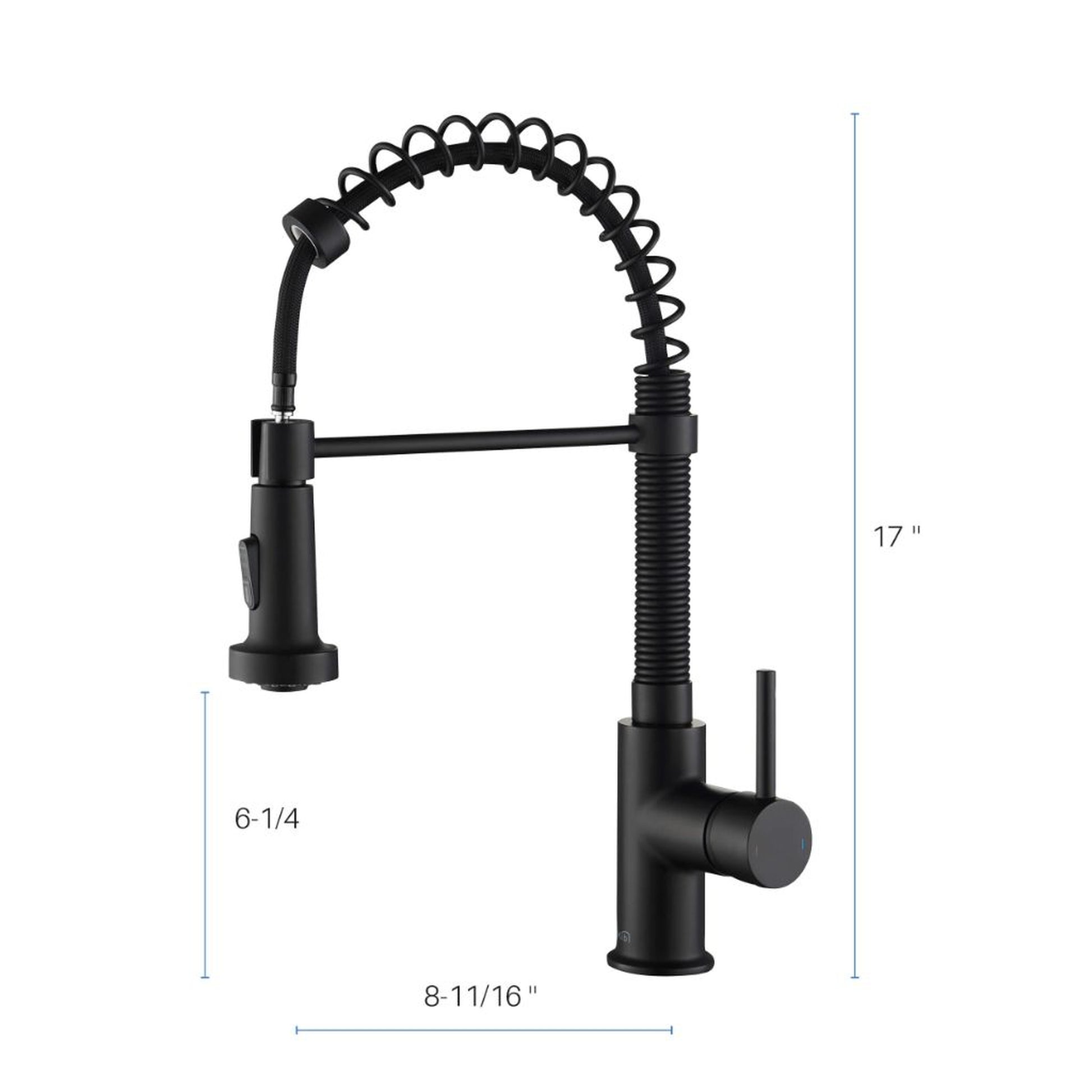 Blossom F01 205 9" x 17" Matte Black Single Lever Handle Pull Down Kitchen Faucet