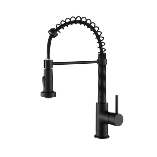 Blossom F01 205 9" x 17" Matte Black Single Lever Handle Pull Down Kitchen Faucet