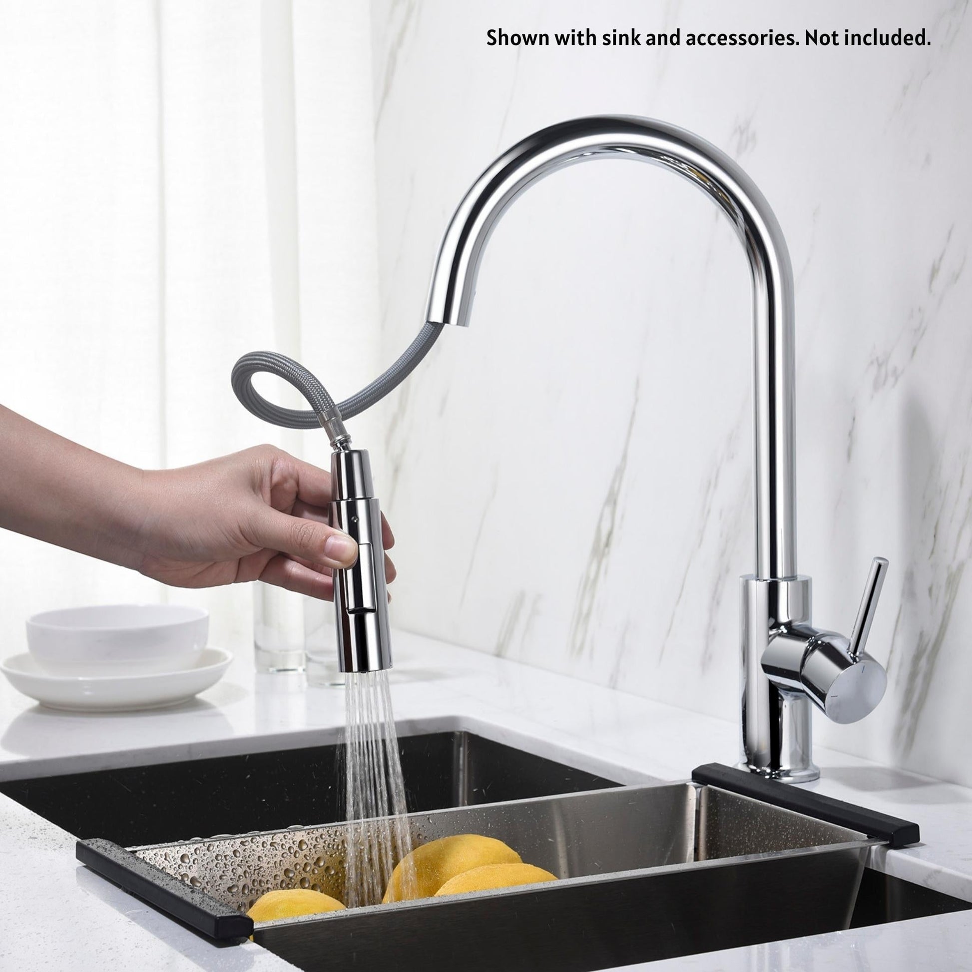 Blossom F01 206 9" x 17" Chrome Single Lever Handle Pull Down Kitchen Faucet