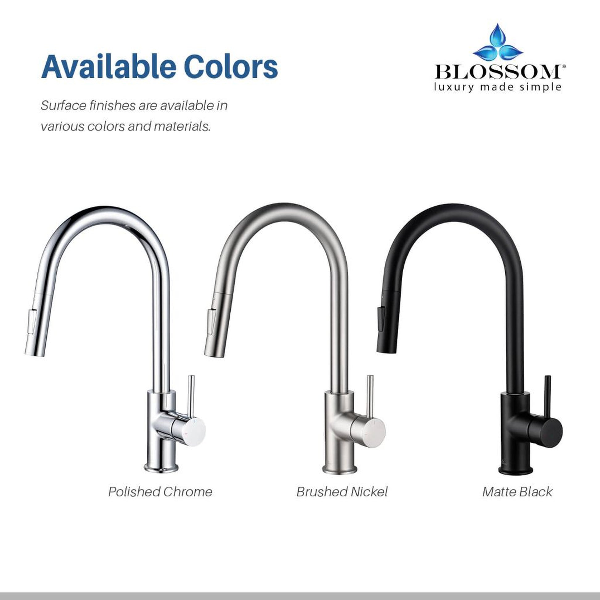 Blossom F01 206 9" x 17" Matte Black Single Lever Handle Pull Down Kitchen Faucet