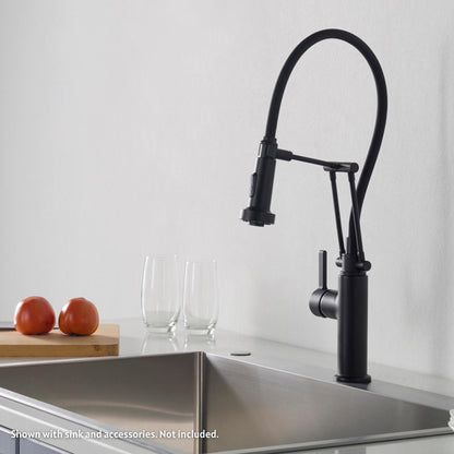 Blossom F01 208 12" x 20" Matte Black Single Lever Handle Pull Out Kitchen Faucet