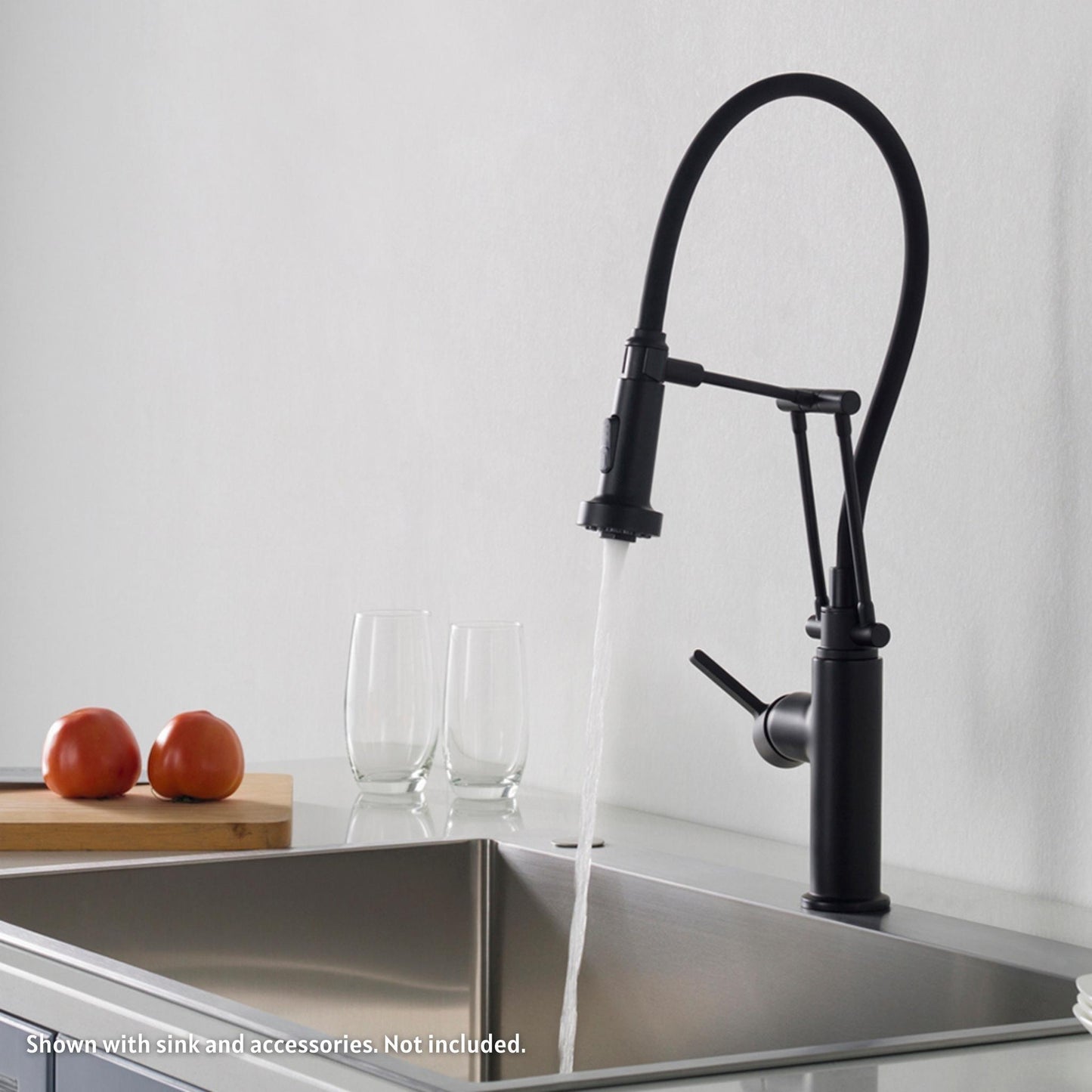 Blossom F01 208 12" x 20" Matte Black Single Lever Handle Pull Out Kitchen Faucet