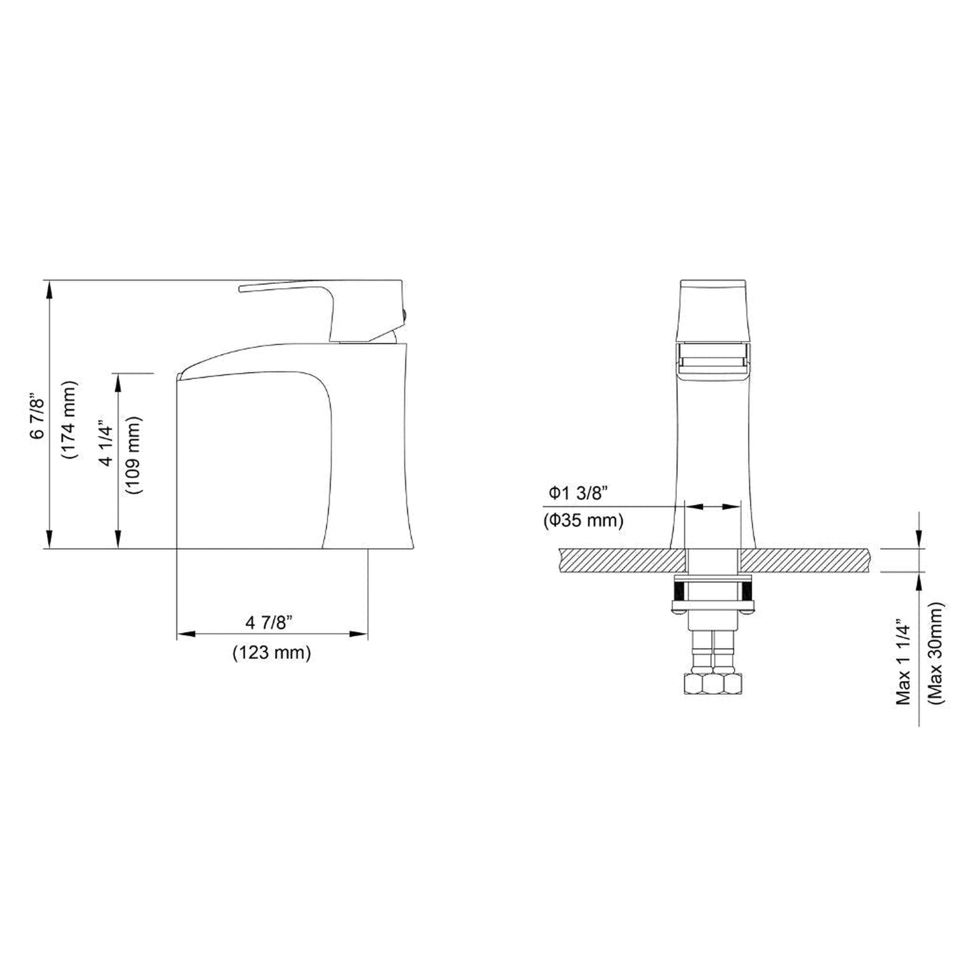 Blossom F01 301 5" x 7" Brushed Nickel Lever Handle Bathroom Sink Single Hole Faucet