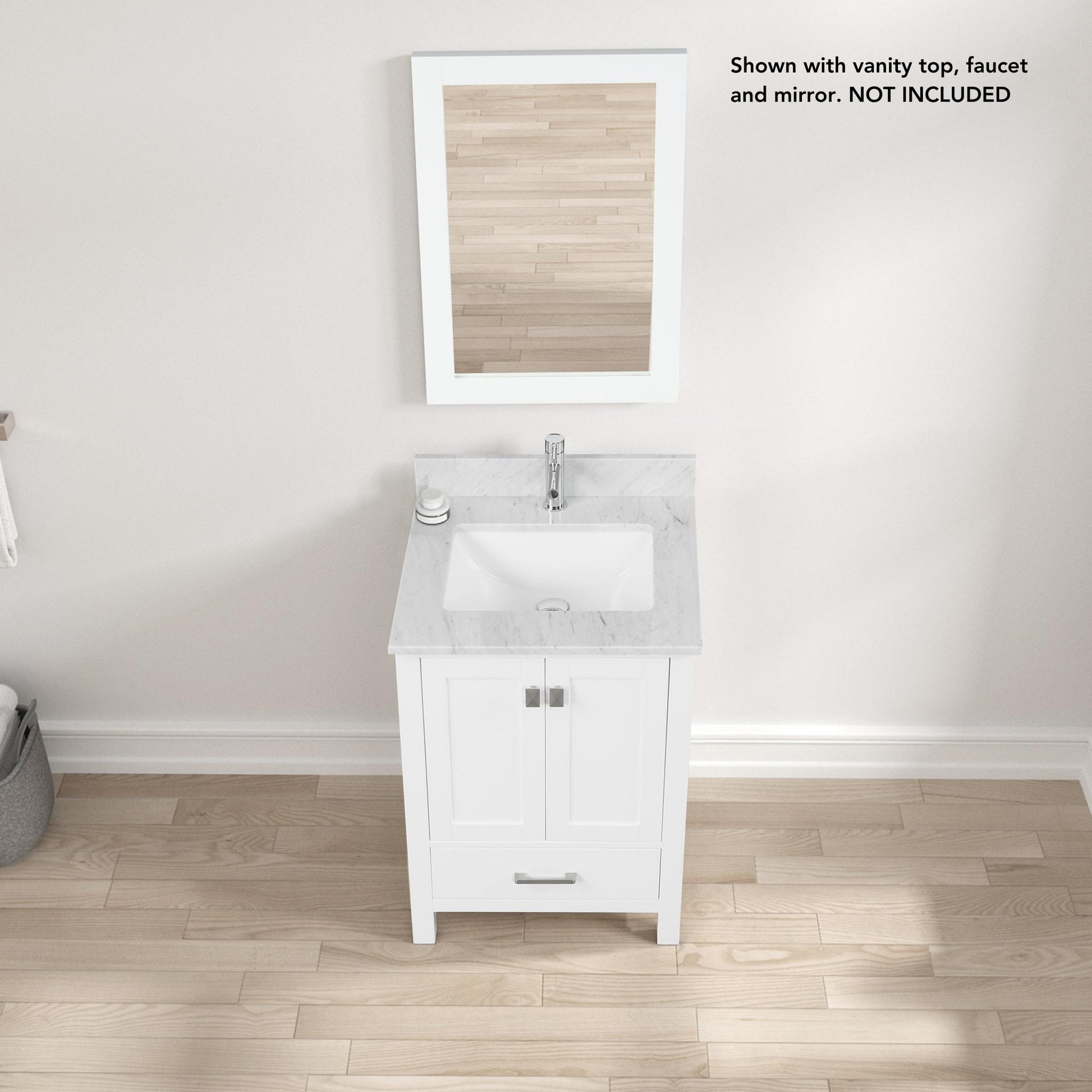 Blossom Geneva 24" 2-Door 1-Drawer Matte White Freestanding Solid Wood Single Vanity Base