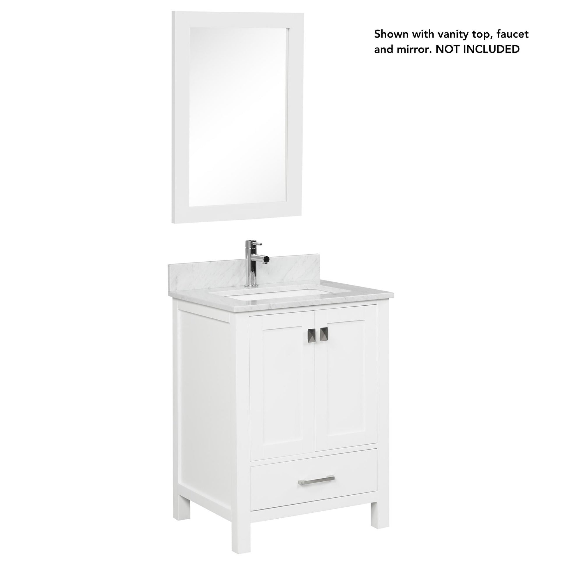 Blossom Geneva 24" 2-Door 1-Drawer Matte White Freestanding Solid Wood Single Vanity Base