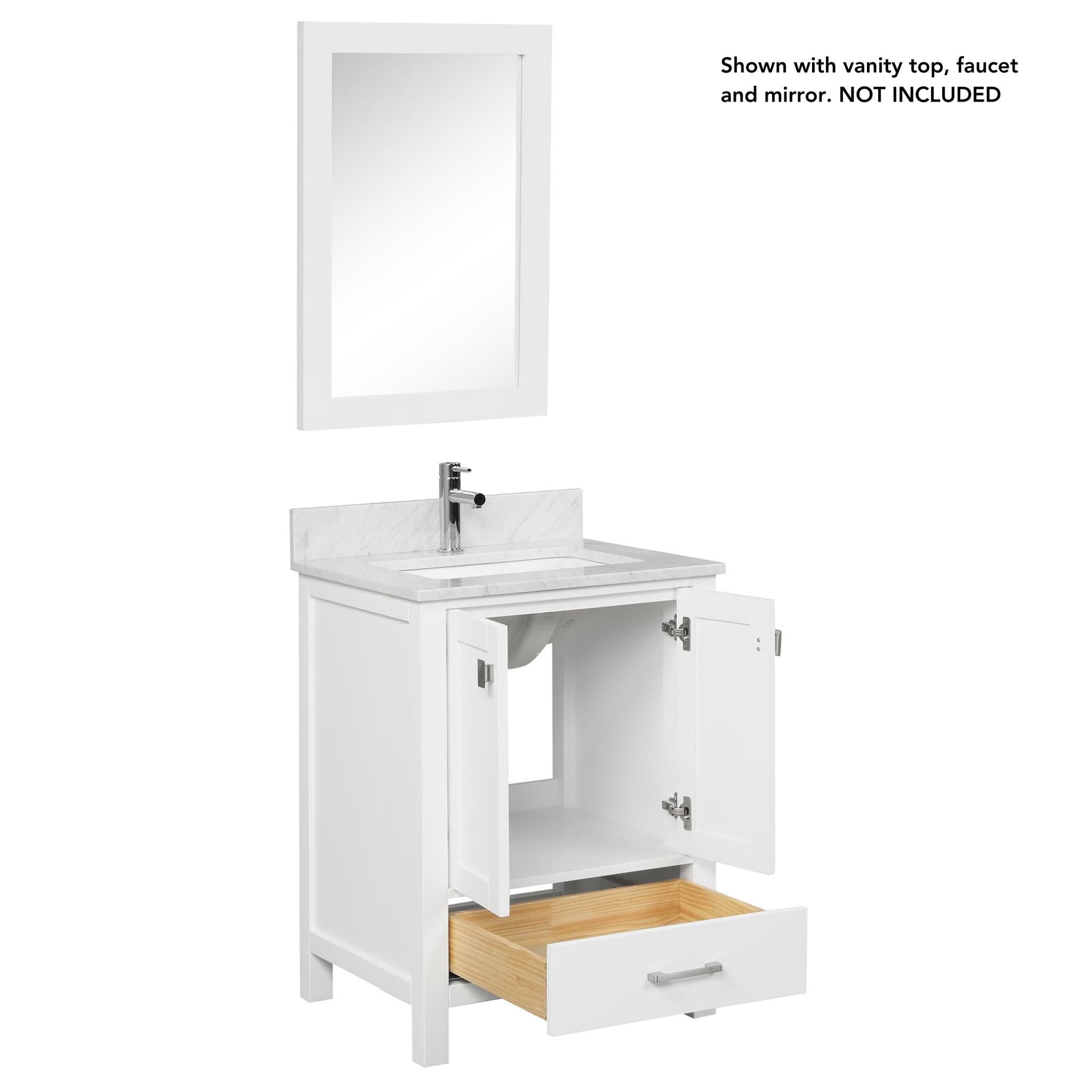 Blossom Geneva 24" 2-Door 1-Drawer Matte White Freestanding Solid Wood Single Vanity Base