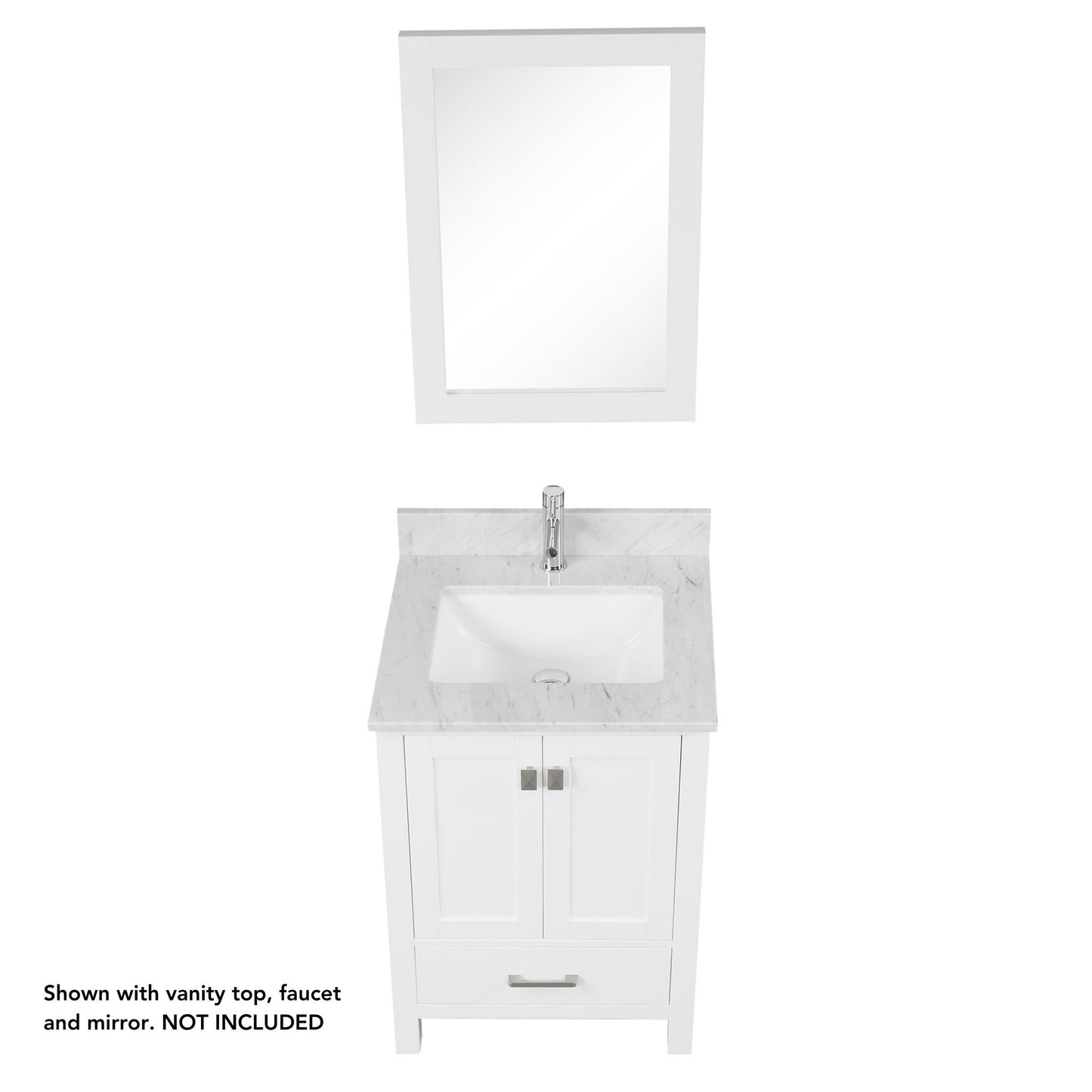 Blossom Geneva 24" 2-Door 1-Drawer Matte White Freestanding Solid Wood Single Vanity Base