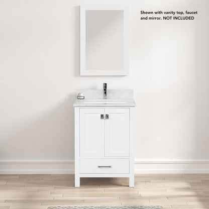 Blossom Geneva 24" 2-Door 1-Drawer Matte White Freestanding Solid Wood Single Vanity Base