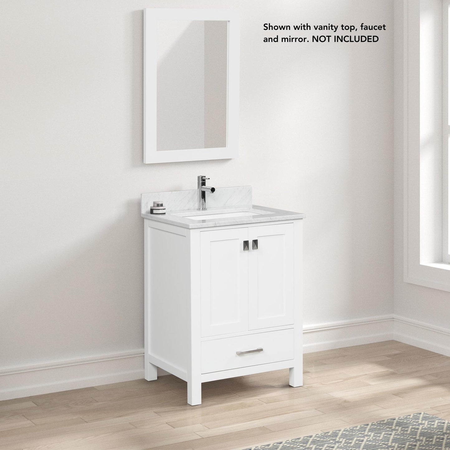 Blossom Geneva 24" 2-Door 1-Drawer Matte White Freestanding Solid Wood Single Vanity Base