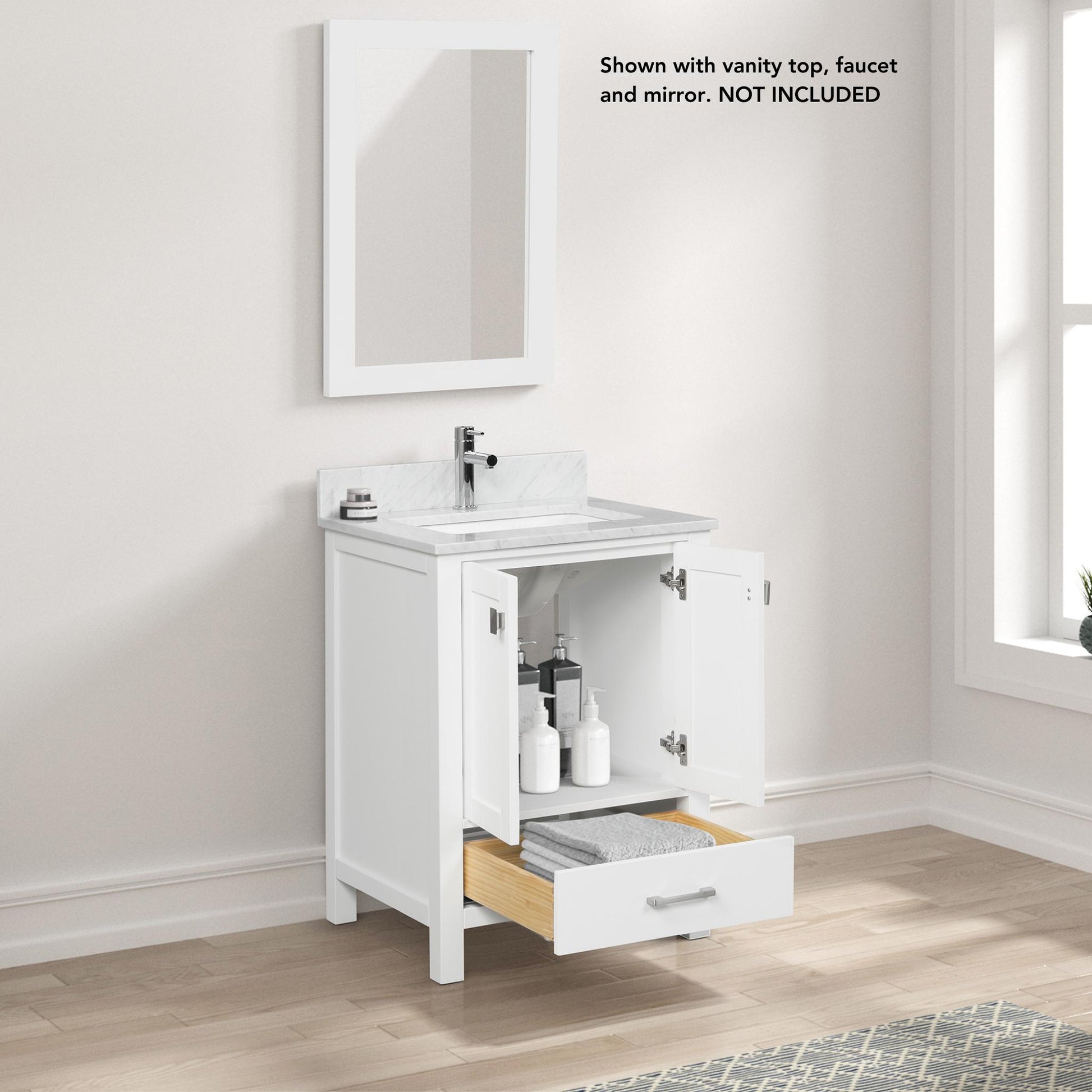 Blossom Geneva 24" 2-Door 1-Drawer Matte White Freestanding Solid Wood Single Vanity Base