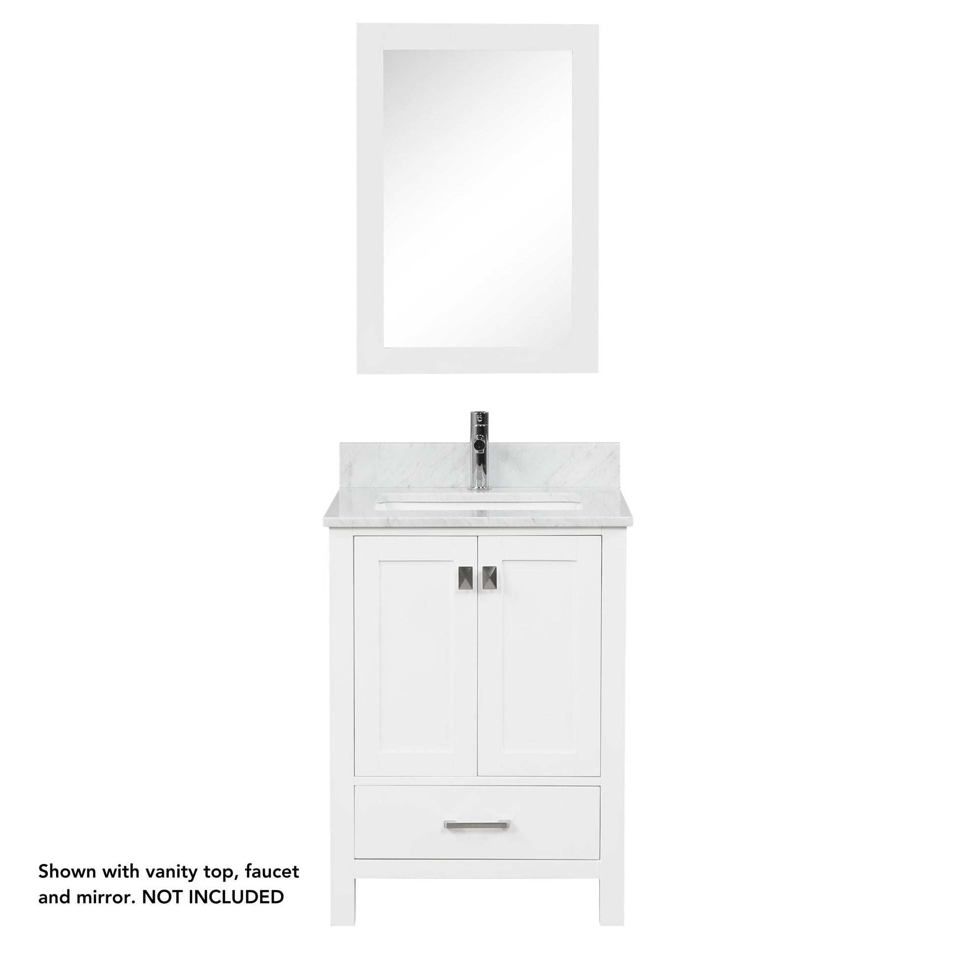 Blossom Geneva 24" 2-Door 1-Drawer Matte White Freestanding Solid Wood Single Vanity Base