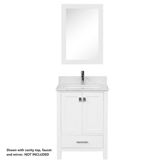 Blossom Geneva 24" 2-Door 1-Drawer Matte White Freestanding Solid Wood Single Vanity Base