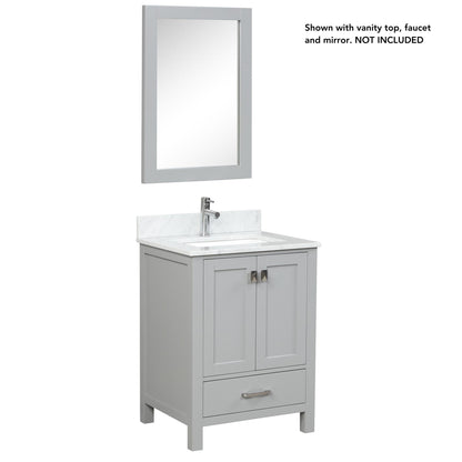 Blossom Geneva 24" 2-Door 1-Drawer Metal Gray Freestanding Solid Wood Single Vanity Base