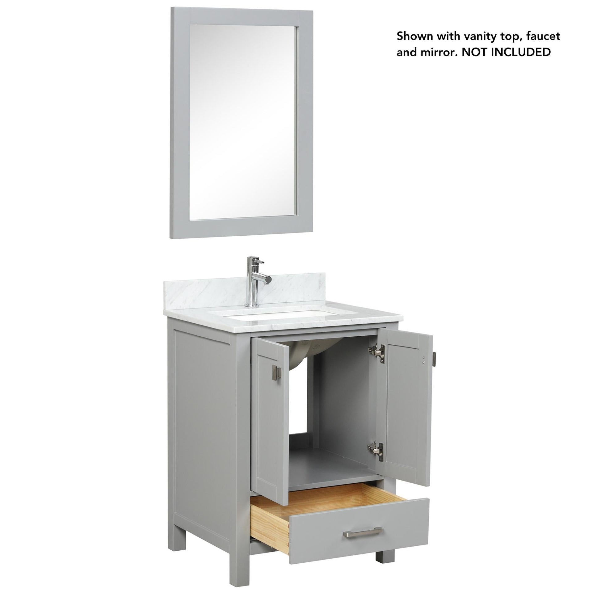 Blossom Geneva 24" 2-Door 1-Drawer Metal Gray Freestanding Solid Wood Single Vanity Base