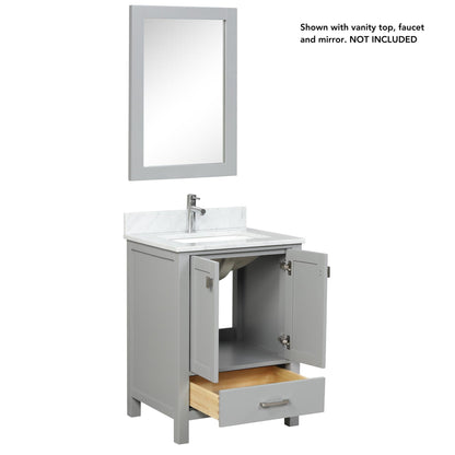 Blossom Geneva 24" 2-Door 1-Drawer Metal Gray Freestanding Solid Wood Single Vanity Base