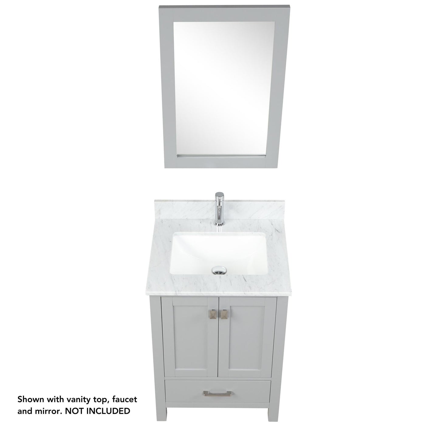 Blossom Geneva 24" 2-Door 1-Drawer Metal Gray Freestanding Solid Wood Single Vanity Base