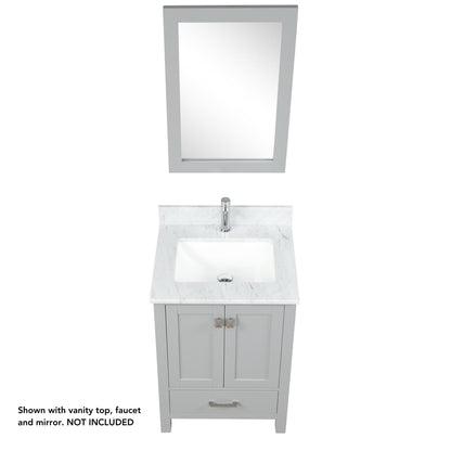 Blossom Geneva 24" 2-Door 1-Drawer Metal Gray Freestanding Solid Wood Single Vanity Base