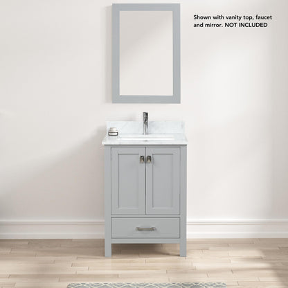 Blossom Geneva 24" 2-Door 1-Drawer Metal Gray Freestanding Solid Wood Single Vanity Base