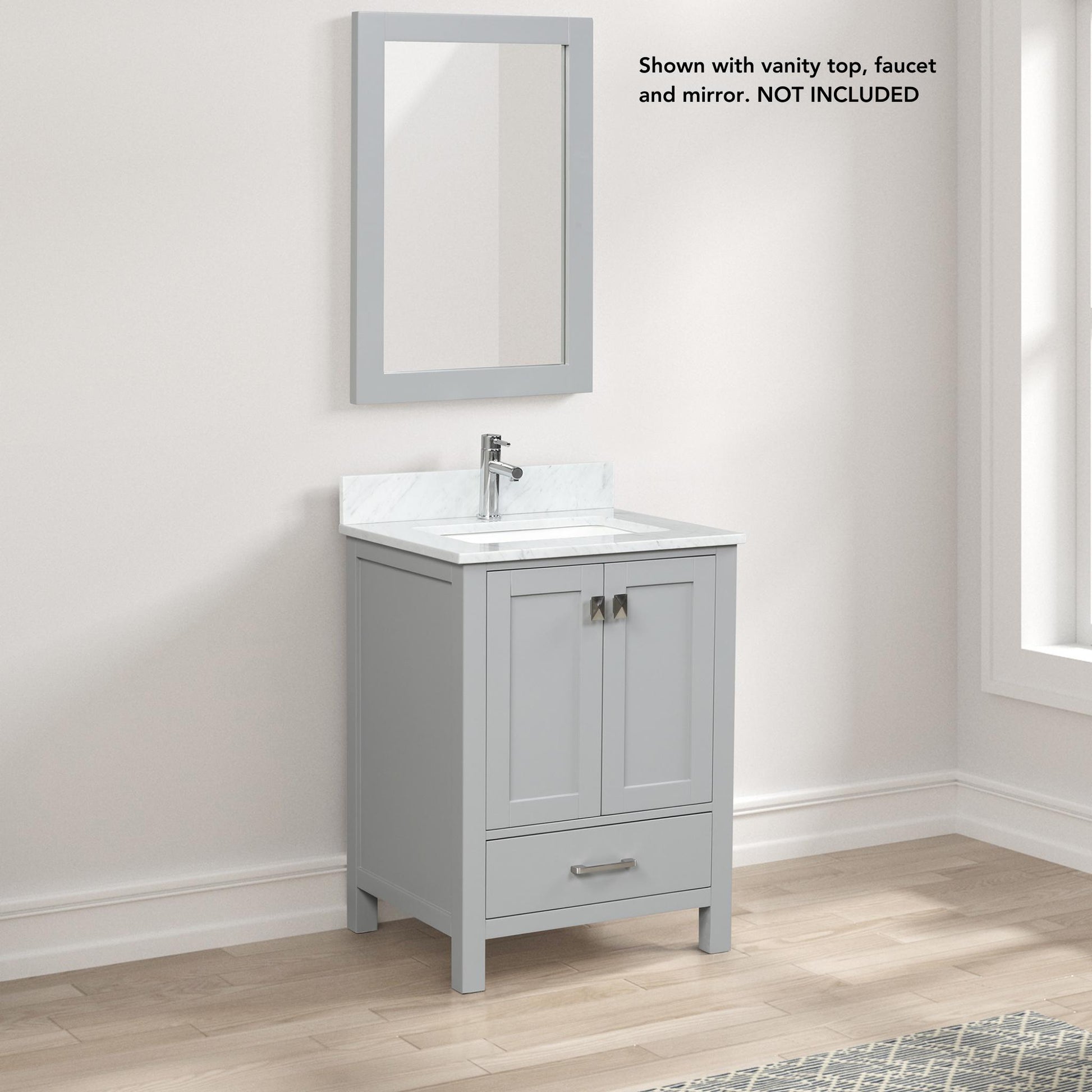 Blossom Geneva 24" 2-Door 1-Drawer Metal Gray Freestanding Solid Wood Single Vanity Base