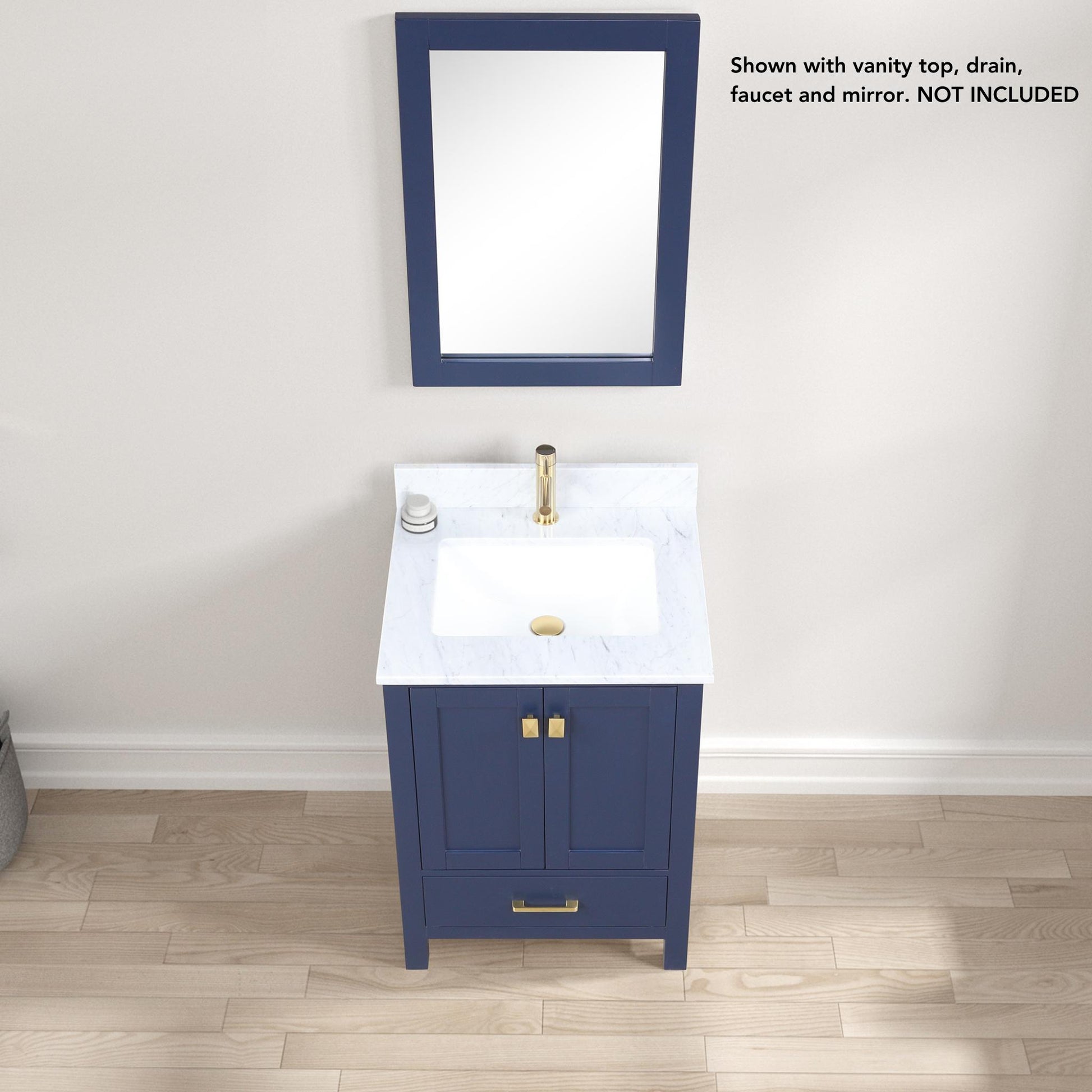 Blossom Geneva 24" 2-Door 1-Drawer Navy Blue Freestanding Solid Wood Single Vanity Base