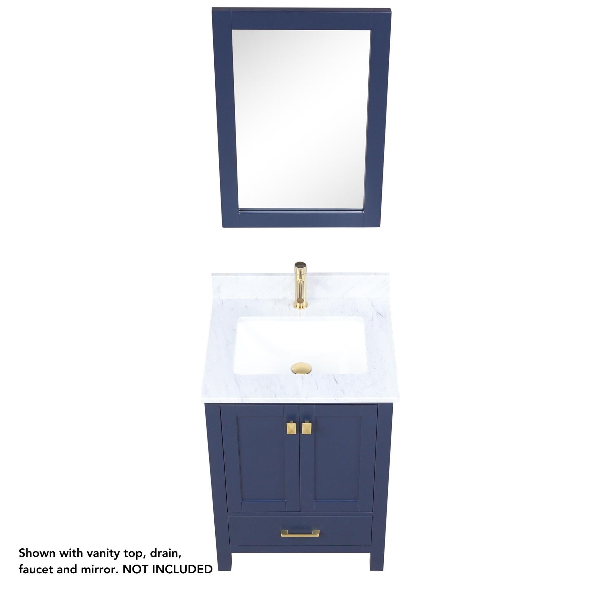 Blossom Geneva 24" 2-Door 1-Drawer Navy Blue Freestanding Solid Wood Single Vanity Base