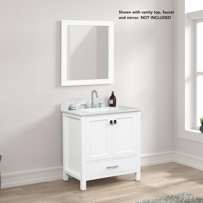 Blossom Geneva 30" 2-Door 1-Drawer Matte White Freestanding Solid Wood Single Vanity Base