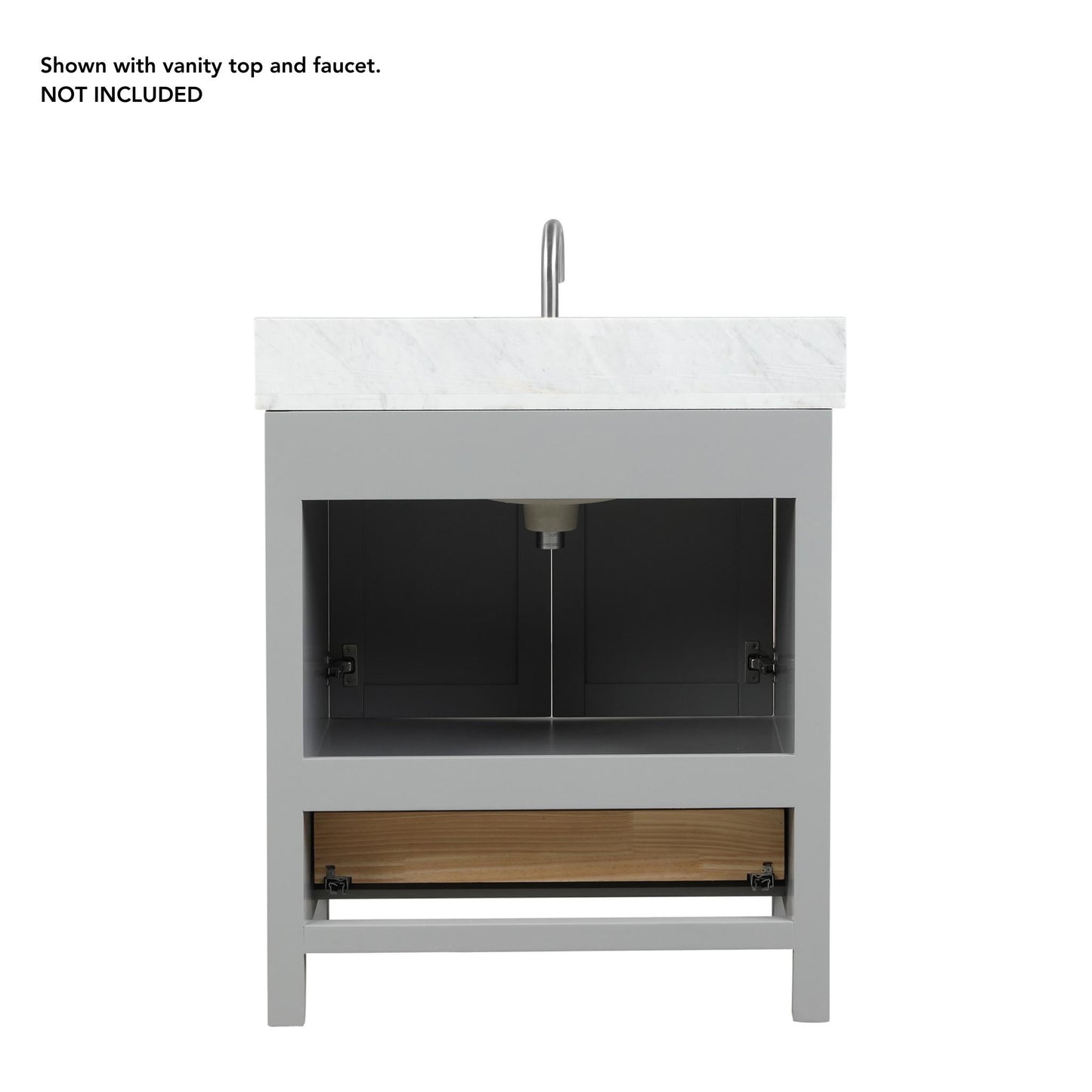 Blossom Geneva 30" 2-Door 1-Drawer Metal Gray Freestanding Solid Wood Single Vanity Base