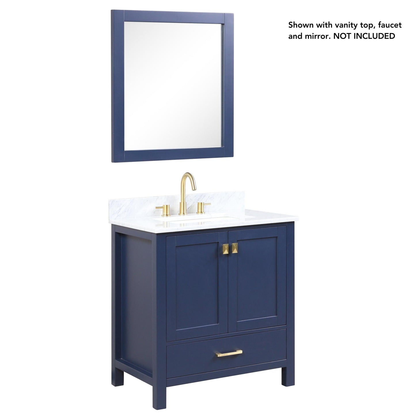 Blossom Geneva 30" 2-Door 1-Drawer Navy Blue Freestanding Solid Wood Single Vanity Base