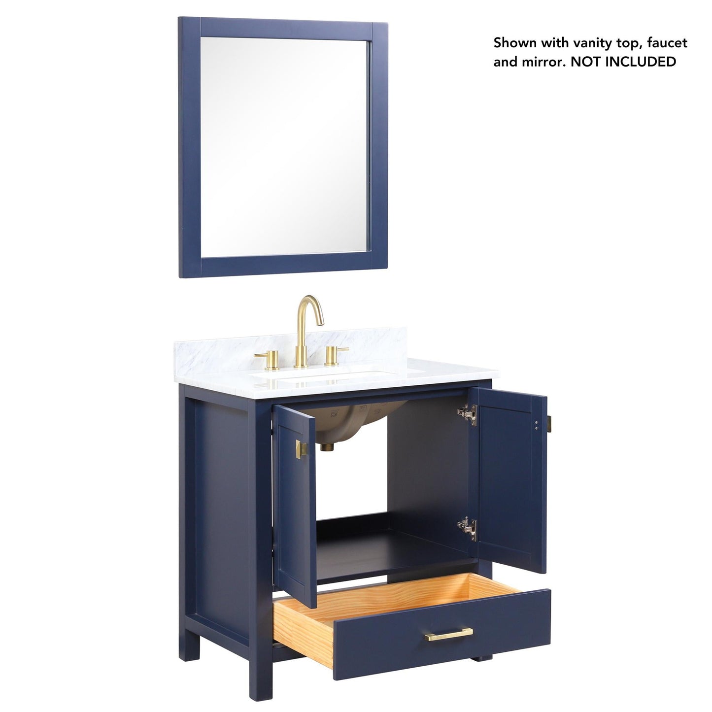 Blossom Geneva 30" 2-Door 1-Drawer Navy Blue Freestanding Solid Wood Single Vanity Base