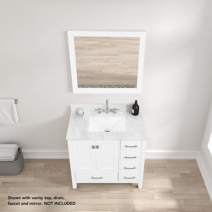 Blossom Geneva 36" 2-Door 5-Drawer Matte White Freestanding Solid Wood Single Vanity Base