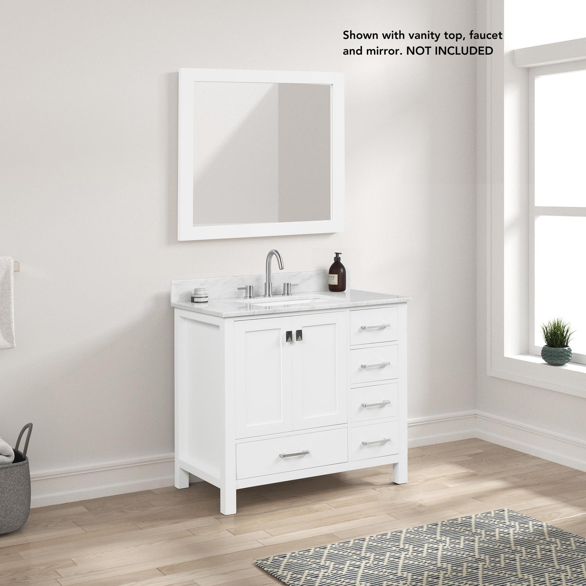 Blossom Geneva 36" 2-Door 5-Drawer Matte White Freestanding Solid Wood Single Vanity Base