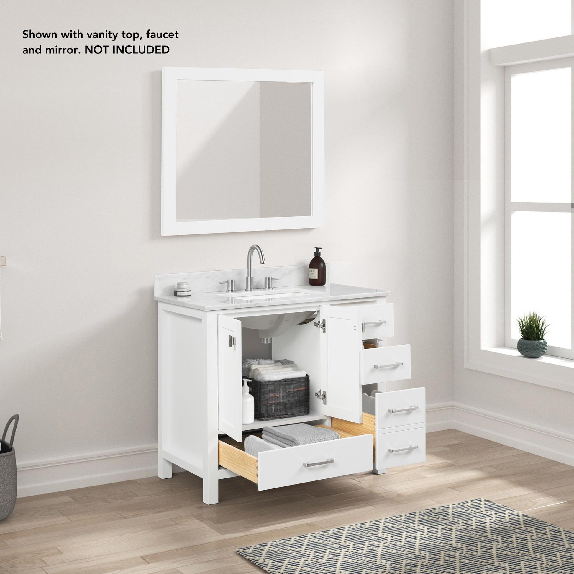 Blossom Geneva 36" 2-Door 5-Drawer Matte White Freestanding Solid Wood Single Vanity Base