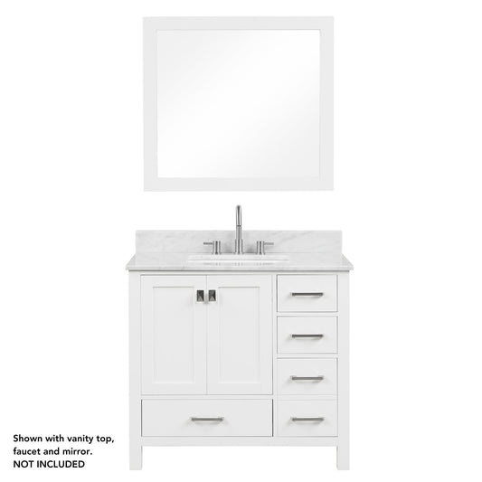 Blossom Geneva 36" 2-Door 5-Drawer Matte White Freestanding Solid Wood Single Vanity Base