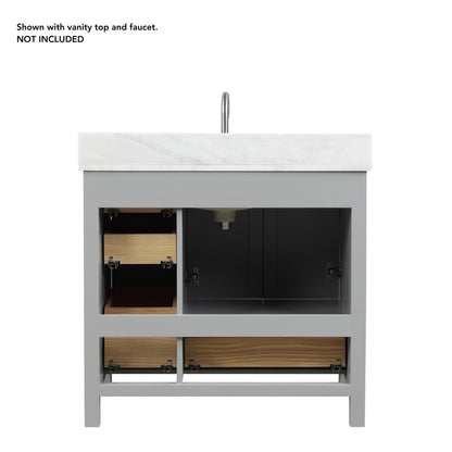 Blossom Geneva 36" 2-Door 5-Drawer Metal Gray Freestanding Solid Wood Single Vanity Base